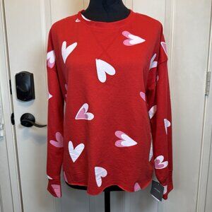GRAYSON THREADS Hearts Lounge Sleep Top SZ M Red Valentine NWT